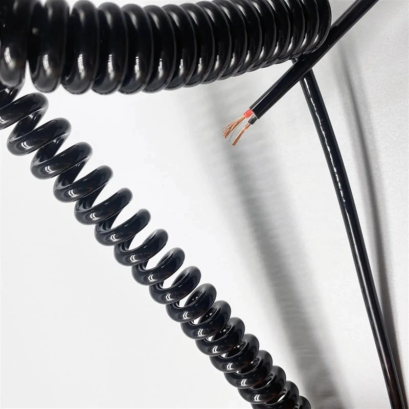 No Worries Two Core Coiled Power Cord With Quick Zip Spiral Extension Cable 15mm Square Wiring For Tight Spaces And Smooth Rewind Rugged Construction Stops Tangled Clutter For Everyday Tools And Snappy Reliable Connections