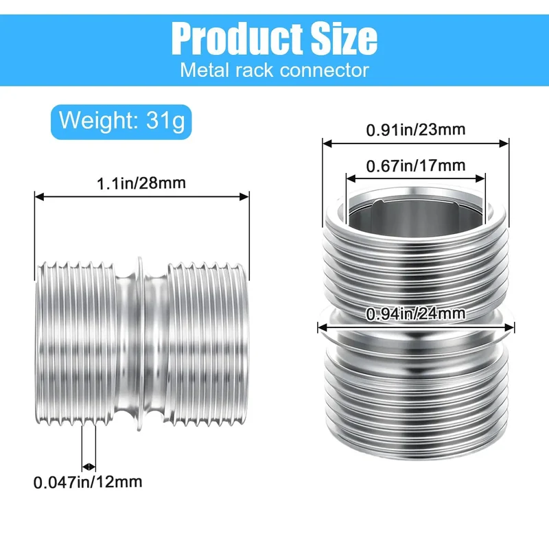 Heavy Duty Wire Shelving Pole Connectors And 8 Pack Coarse Thread Mounting Rods Built Tough For Garage Storage And Home Workshop Racks That Fit Like A Glove And Take The Heat Without Breaking A Sweat