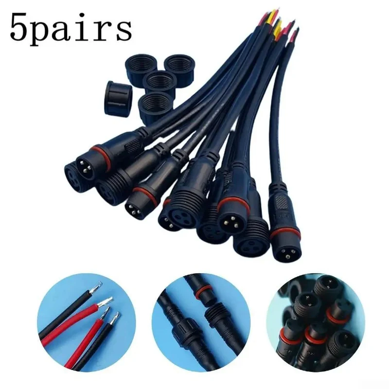 Heavy Duty IP65 Waterproof LED Connectors 5 Pair 3 Pin 22AWG Wiring Harness Cable For Off Road Trucks And Security Cameras Badass Sealed Connection Zero Leak