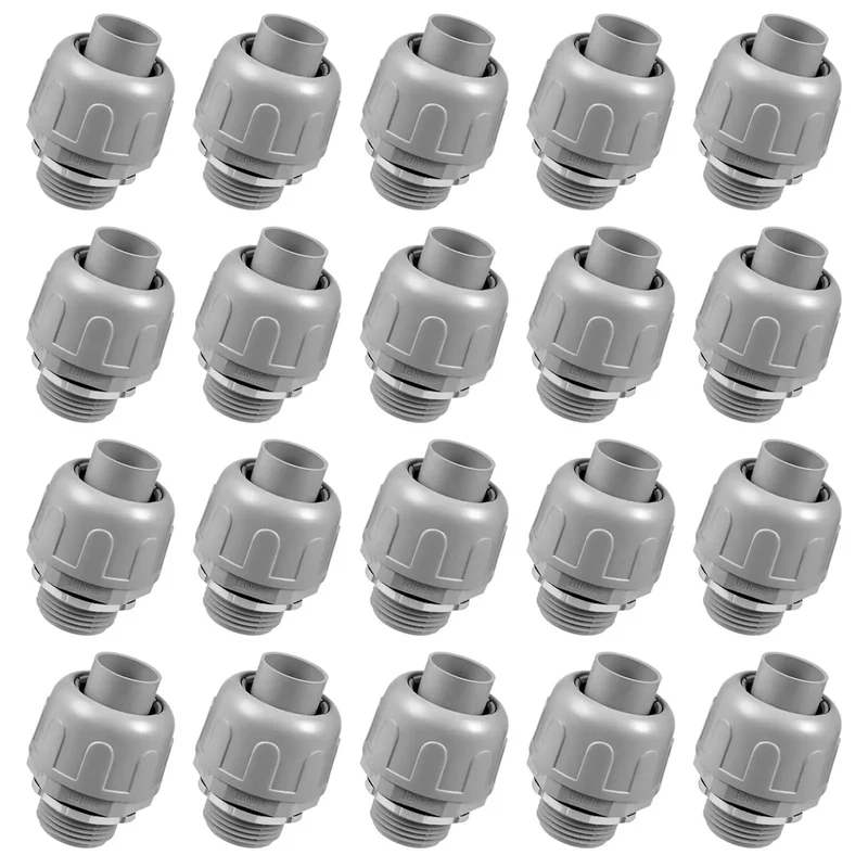 Twenty Pack Half Inch Liquid Tight Connectors Tough As Nails Nylon Flexible Conduit Fittings Lock Secure Weather Proof Pro Level Electrical Wiring Hardware Built For Rough Jobs