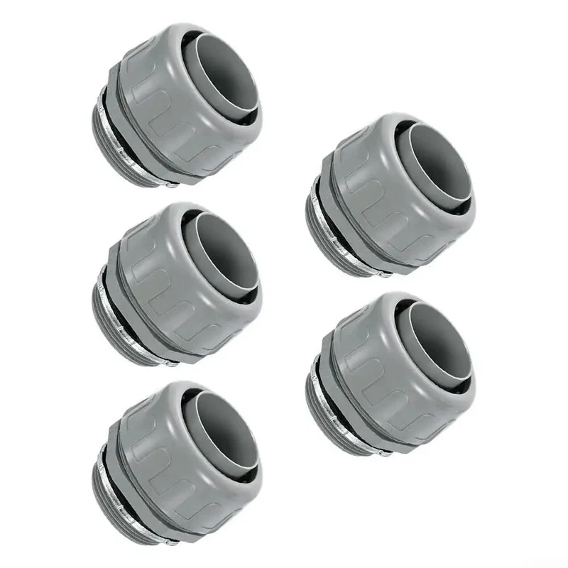 Five Pack Ridiculously Tough Two Inch NPT Plastic Flexible Conduit Connectors Pro Grade Nonmetallic Electrical Fittings Knockout Leak Free PVC Pipe Adapter Fast Track Cable Routing Kit