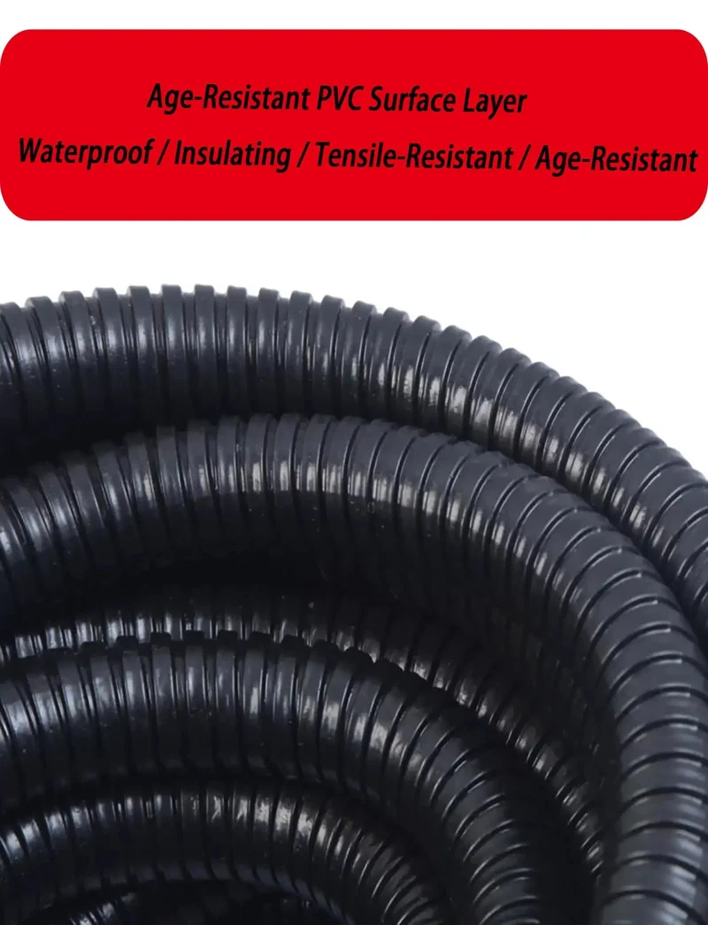 Heavy Duty Flexible Metal Conduit With Black PVC Coating Corrugated Wire Protection Tube For Railway And Industrial Electrical Projects Tough As Nails Cable Management Roll That Lasts Forever