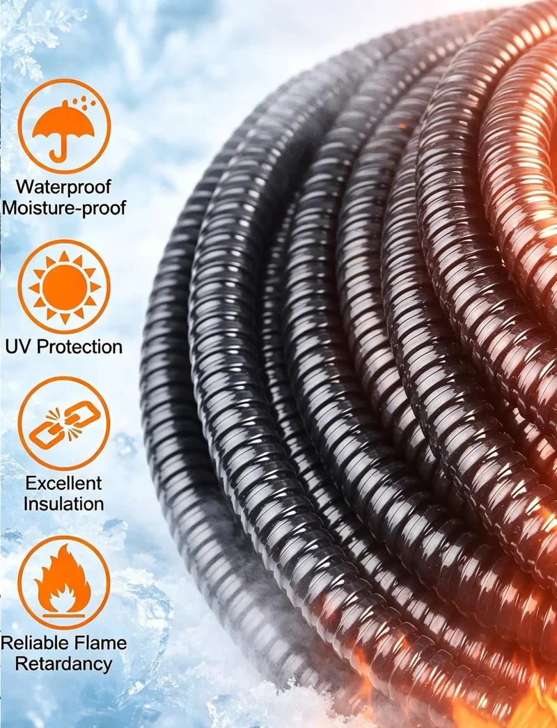 Wicked Tough PVC Coated Liquid Tight Flexible Metal Conduit with Galvanized Steel Core for Heavy Duty Wire Protection and Waterproof Cable Management Indoors or Outdoors Built Like a Tank Against Crushes and Impacts for Serious Jobs