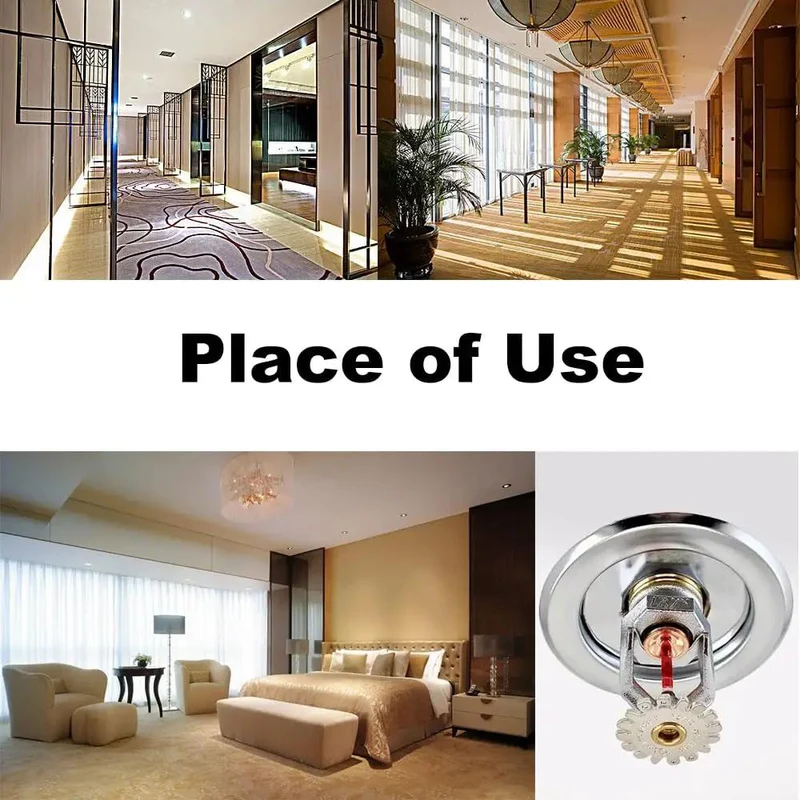 Six Pack Heavy Duty Fire Sprinkler Head Covers With Slick Electroplated Coating And Adjustable Height Flush Mount Design For Corrosion Resistant Ceiling Trim That Looks Sharp