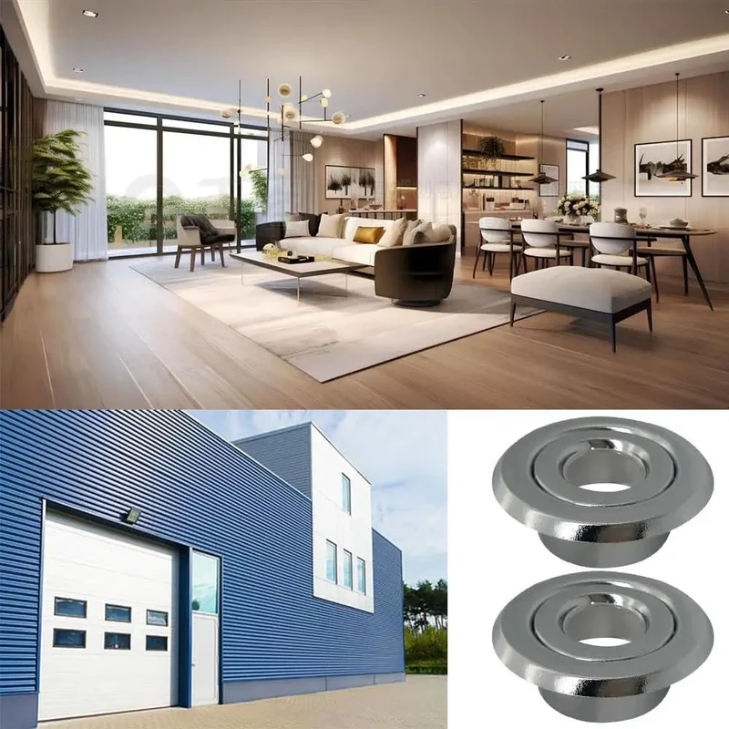 Six Pack Heavy Duty Fire Sprinkler Head Covers With Slick Electroplated Coating And Adjustable Height Flush Mount Design For Corrosion Resistant Ceiling Trim That Looks Sharp