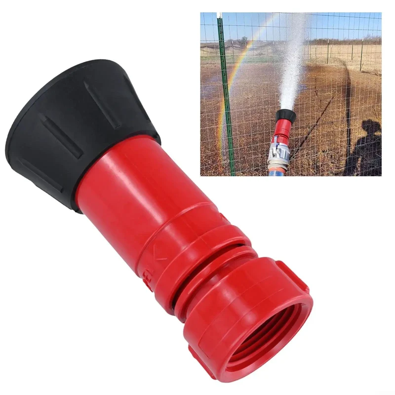 Badass Heavy Duty 1 Inch Fire Hose Nozzle Slick Red Thermoplastic Design Powers Up High Pressure Spray Jet Or Smooth Fog Pattern For Pro Firefighting And Backyard Irrigation Chores