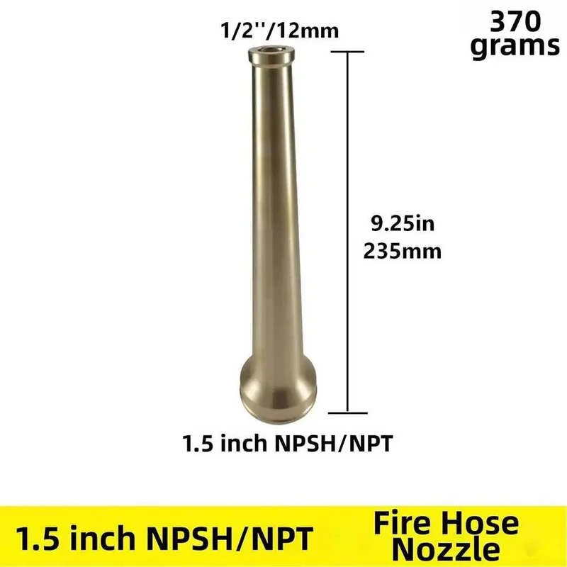 Heavy Duty Solid Brass Fire Hose Nozzle One Point Five Inch NPT Fitting For Hardcore Industrial Firefighting And Straight Shot Water Flow Control Built Tough As Nails For Real World Pressure Tests
