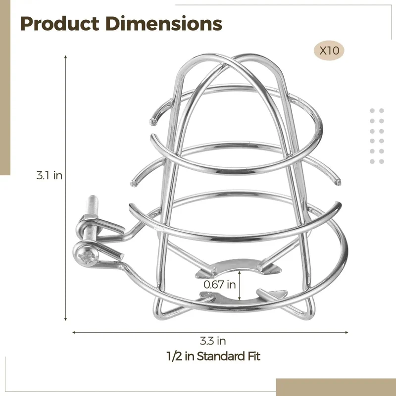 10 Pack Stainless Steel Fire Sprinkler Guard Cages For 1/2 Inch Heads With Rugged Wire Mesh Design For Ceiling Mount Impact Protection Against Ladders And Tools To Keep Your System Bulletproof And Stress Free