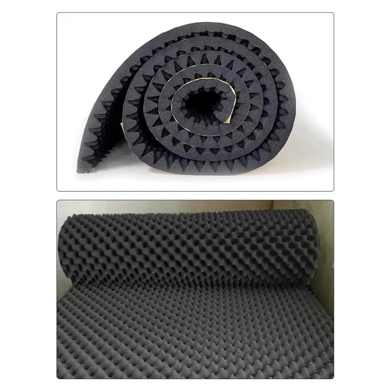 Big Time Black Egg Crate Acoustic Foam Self Stick Heavy Duty Wall Panels 10 Meter Roll 7cm Thick High Density Fire Resistant Sound Absorbing For Studio