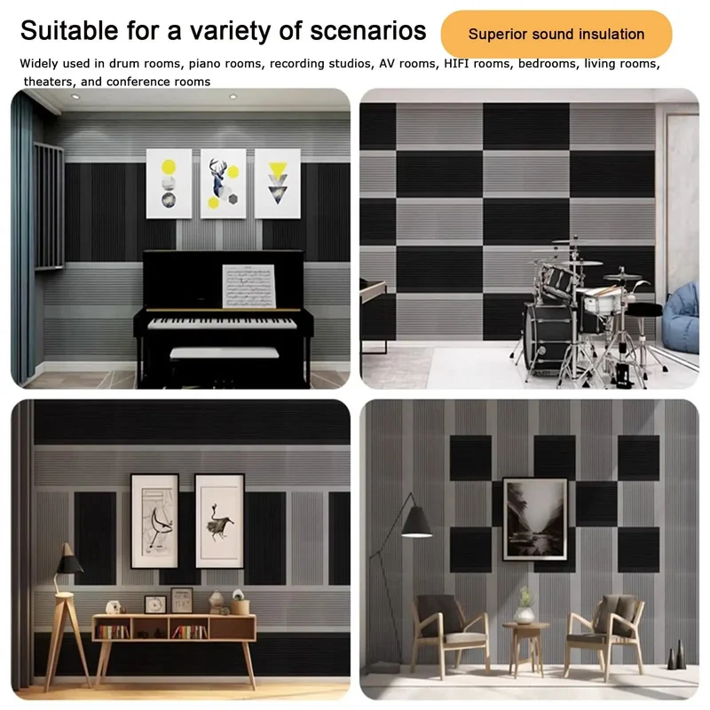 Pro Level Soundproof Studio Wedges Heavy Duty Acoustic Foam Panels 4 Inch Thick Noise Reducing Wall Tiles For Gaming Setup Home Theater Sick Sound Treatment Black Set Of 30