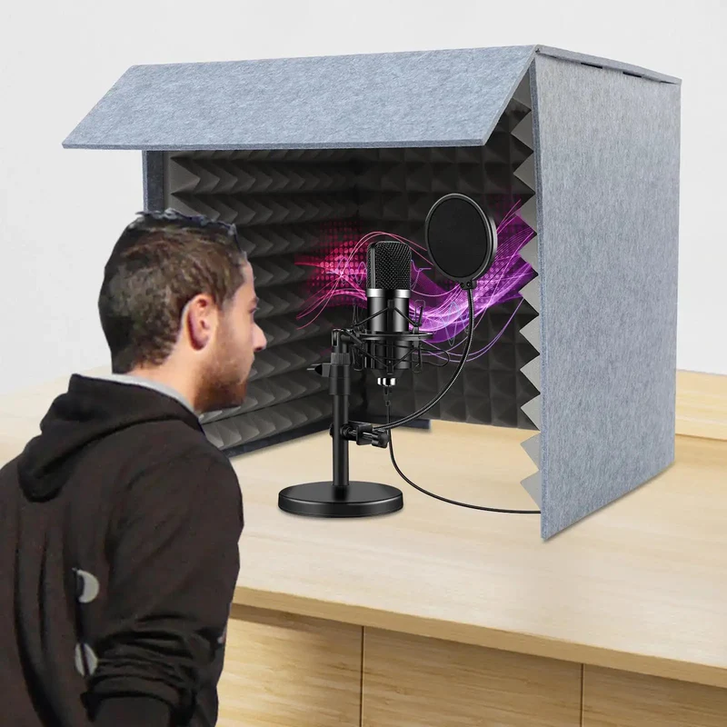 Rock Solid Desktop Soundproof Vocal Recording Booth Cube Featuring Heavy Duty Acoustic Foam Panels For Podcast Mic Isolation And Zero Noise Interference Hassle Free Home Studio Gear For Slick Vocal Takes And Streamer Ready Audio Vibes