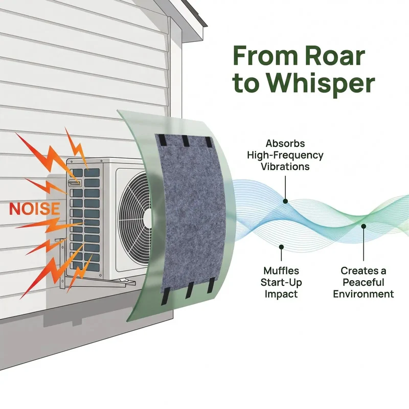 Self Adhesive Soundproof Foam Boards For Ac Compressor Units With Thick Sponge Noise Reduction Blanket For Outdoor Ac Soundproofing No Sweat Install And Solid Noise Stopping Power