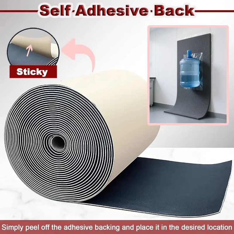 Super Thick Acoustic Foam Roll 11mm High Density Soundproof Cushion Mat Self Adhesive Shock Absorbing Pad For Hardwood Floors Pianos Treadmills Exercise Equipment Black Custom Cut Sizes Vibration Dampening Top Shelf Protection