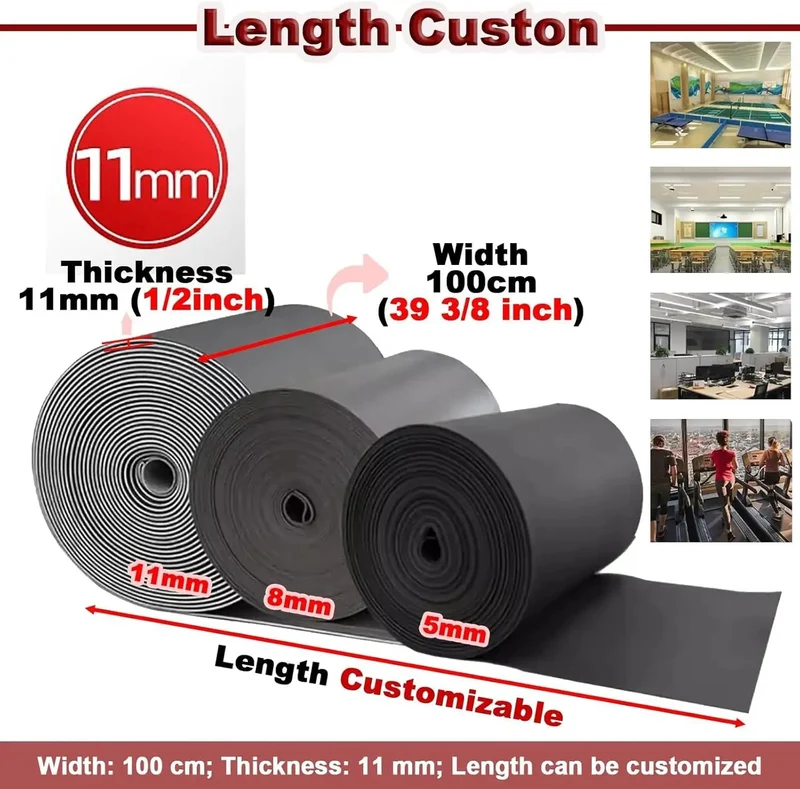Super Thick Acoustic Foam Roll 11mm High Density Soundproof Cushion Mat Self Adhesive Shock Absorbing Pad For Hardwood Floors Pianos Treadmills Exercise Equipment Black Custom Cut Sizes Vibration Dampening Top Shelf Protection