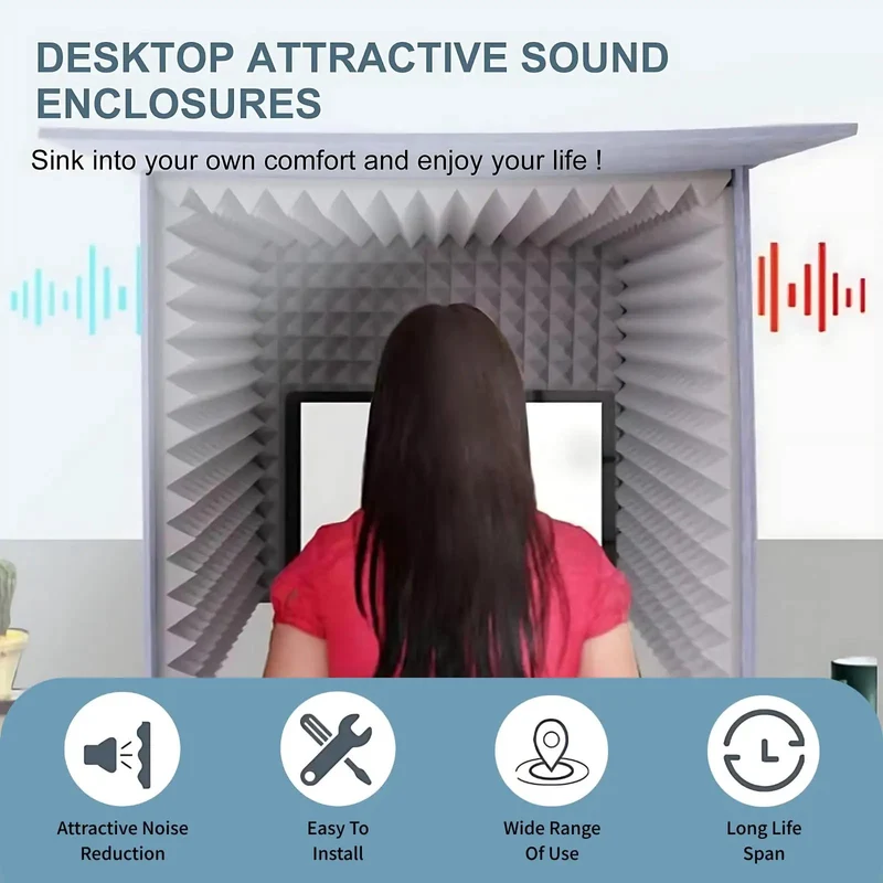Heavy Duty Foldable Desktop Microphone Booth With 12mm High Density Honeycomb Acoustic Foam Soundproof Vocal Shield For Podcast Recording And Voiceovers That Squash Echo And Nail Your Vocals Every Time