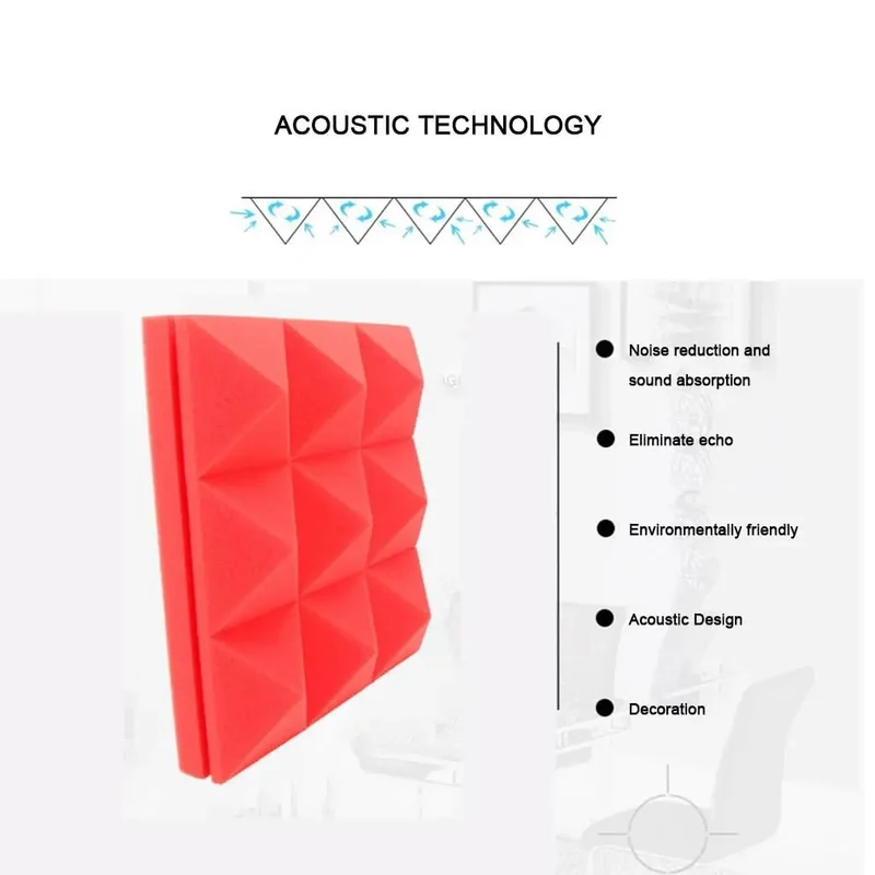 Pro Level Studio Gear Acoustic Foam Panels 12 Pack Sound Dampening Wall Tiles 2 X 12 X 12 Inch Flat Out Echo Killing Pads For Home Jam Bands And Podcast Booths In Cool Red