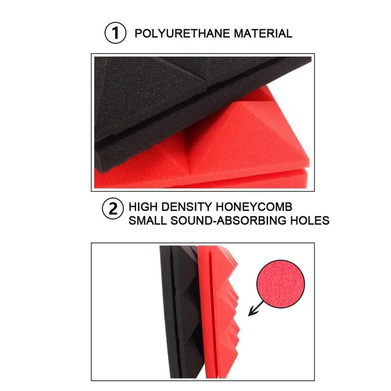 Pro Level Studio Gear Acoustic Foam Panels 12 Pack Sound Dampening Wall Tiles 2 X 12 X 12 Inch Flat Out Echo Killing Pads For Home Jam Bands And Podcast Booths In Cool Red