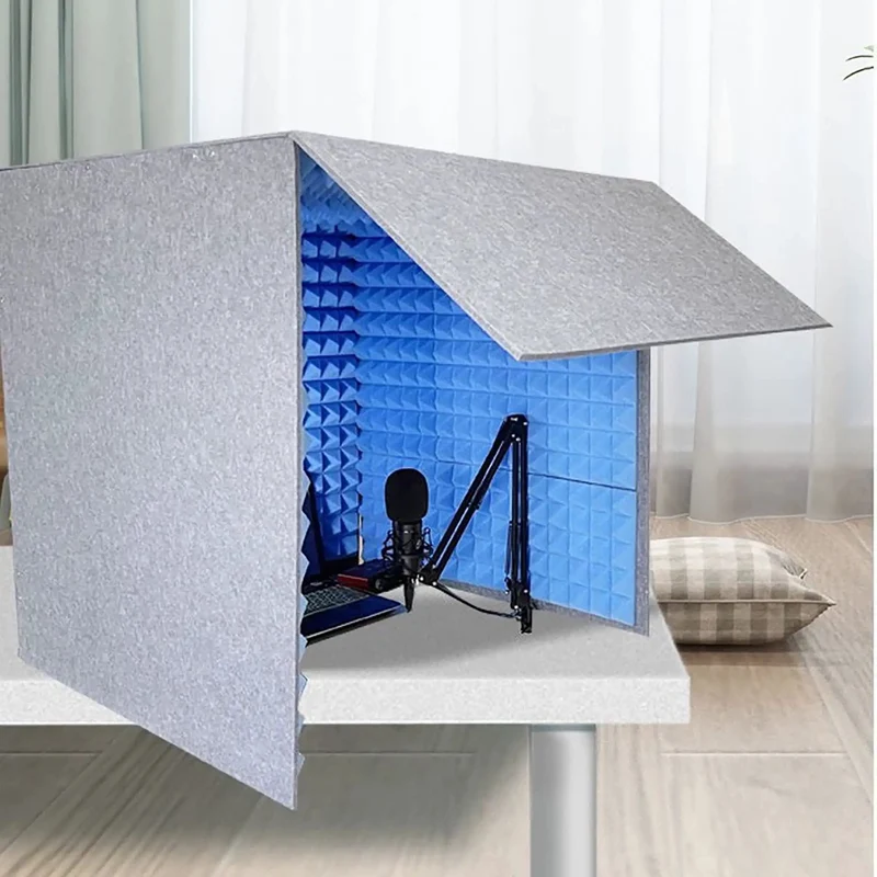 Foldable Microphone Isolation Shield For Desk Compact Acoustic Foam Sound Booth Cube Straight Up Pro Killing Echo And Room Tone Boosts Natural Vocals Great For Podcasts And Streamers