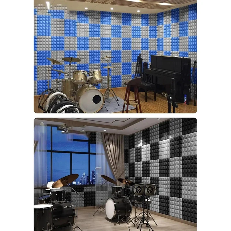 Built Tough Acoustic Foam Panels 6 Pack Soundproof Wedge Tiles Killer Echo Reduction Quick Grip Install Flame Retardant Sound Deadening Acoustic Insulation For Home Studio And Office