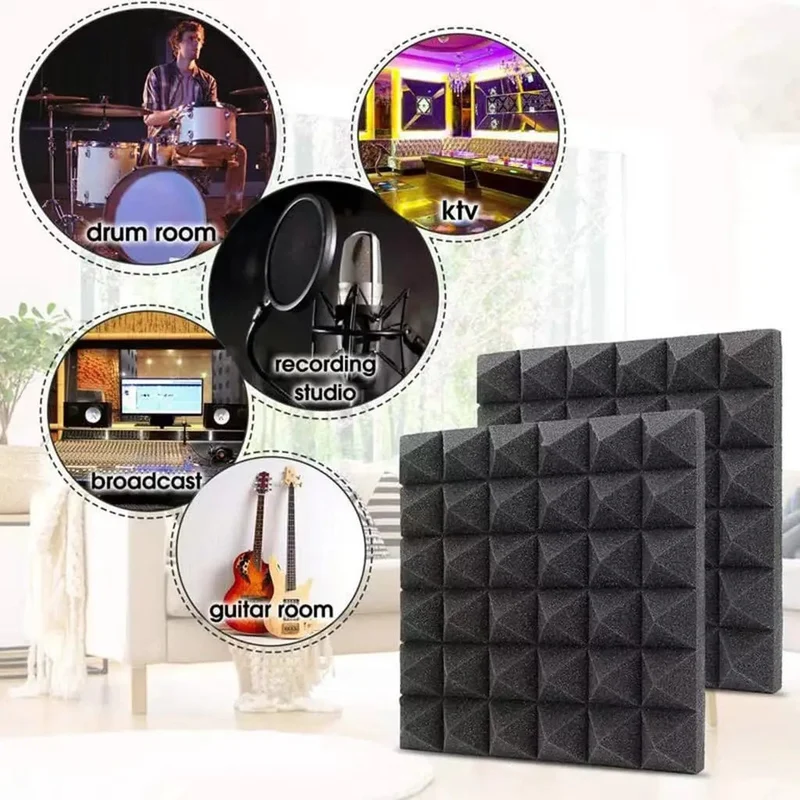 Top Shelf 12 Pack Pyramid Acoustic Foam Wall Panels For Home Studio Soundproofing And Podcast Booths With Heavy Duty High Density Noise Blocking And Flame Safe Construction