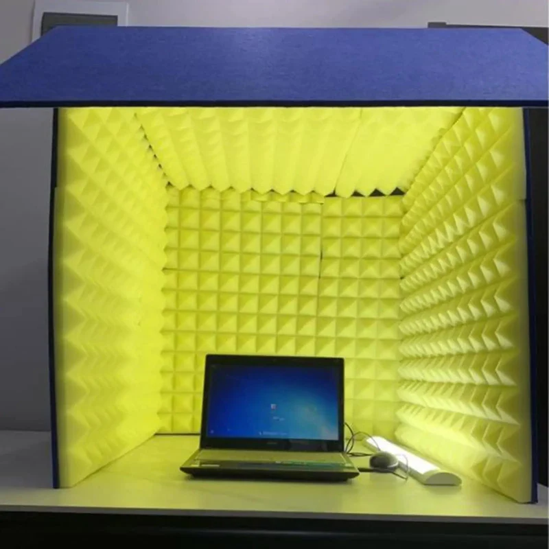 Solid Portable Desktop Soundproof Booth Cube Packed With Dense Acoustic Foam Panels For Dead Silent Mic Takes Home Studio Vocal Tracking And Room Noise Culling