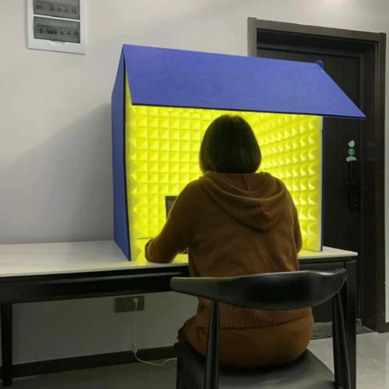 Solid Portable Desktop Soundproof Booth Cube Packed With Dense Acoustic Foam Panels For Dead Silent Mic Takes Home Studio Vocal Tracking And Room Noise Culling