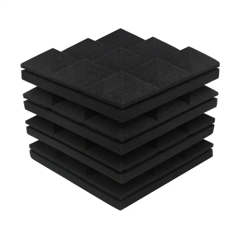Rock Solid Acoustic Foam Panels 6 Pack Pyramid Soundproof Wall Decor 12X12X2 Inch Flame Retardant Dampening Treatment Block Studio Home Room Echo Reverb Bass