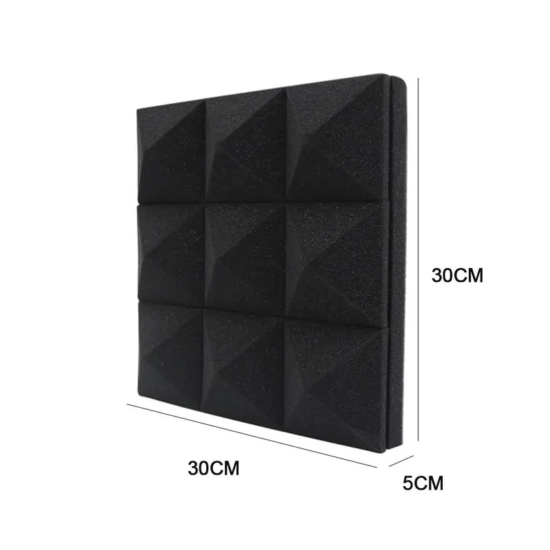 Rock Solid Acoustic Foam Panels 6 Pack Pyramid Soundproof Wall Decor 12X12X2 Inch Flame Retardant Dampening Treatment Block Studio Home Room Echo Reverb Bass