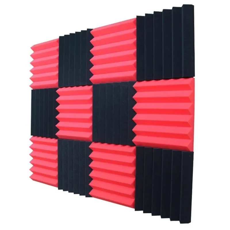 12 Piece Triangle Groove Acoustic Foam Panels For Sound Proofing High Density Flame Retardant Studio Sound Dampening Wall Tiles 12X12X2 Inches Red Sick Noise Absorption Solid Build Quality Game Changing Room Acoustics