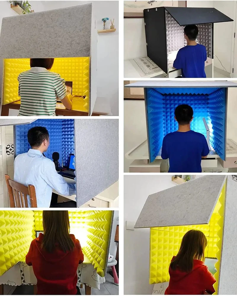 Heavy Duty Foldable Soundproof Booth With Thick Acoustic Foam Panels For Vocal And Microphone Recording Desktop Studio Sound Dampening Pod In Blue That Brings Straight Fire To Your Sessions