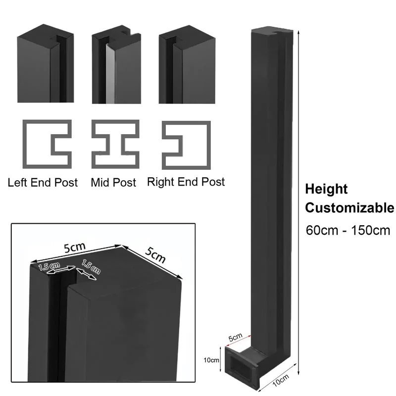 Heavy Duty Kickass Black Deck Railing System Wall Mounted Balcony Guardrail Fencing Kit Featuring Tough Steel Infill Panels And Totally Adjustable Height Posts Made For Safe Backyard Patio Outdoor Living