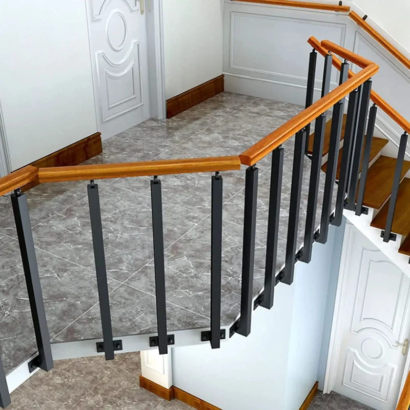 Heavy Duty Black Wrought Iron Railing Columns Featuring Adjustable 270 Degree Swivel Mounting For Outdoor Deck Stairs And Patio Walkway Projects Built Tough Side Installed Balusters With A Sleek Powder Coated Finish That Looks Sharp And Gets The Job Done