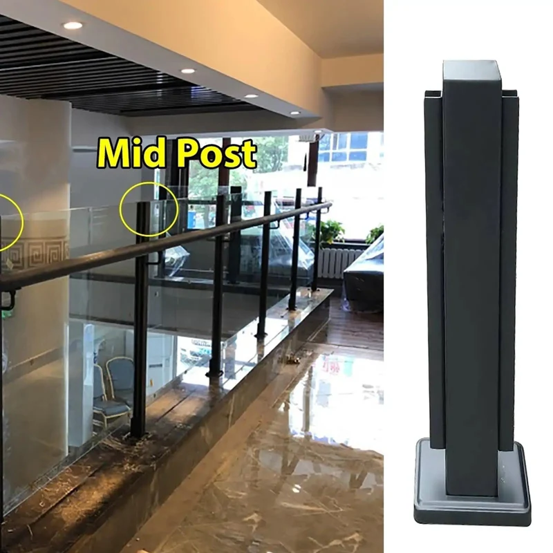 Sleek Matte Black Stainless Steel Glass Railing Post 59 Inch U Channel Balustrade Spigot Built Damn Tough For Decks And Stairs Rock Solid Rust Proof Finish