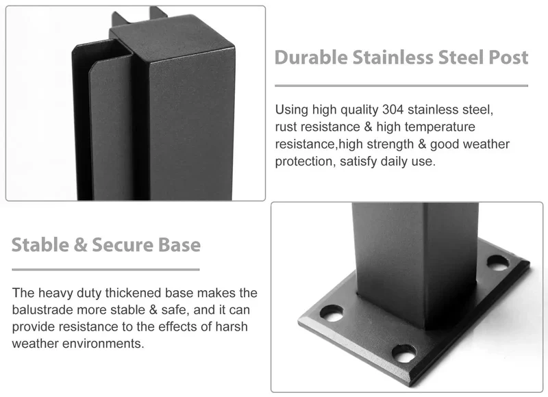 Sleek Matte Black Stainless Steel Glass Railing Post 59 Inch U Channel Balustrade Spigot Built Damn Tough For Decks And Stairs Rock Solid Rust Proof Finish