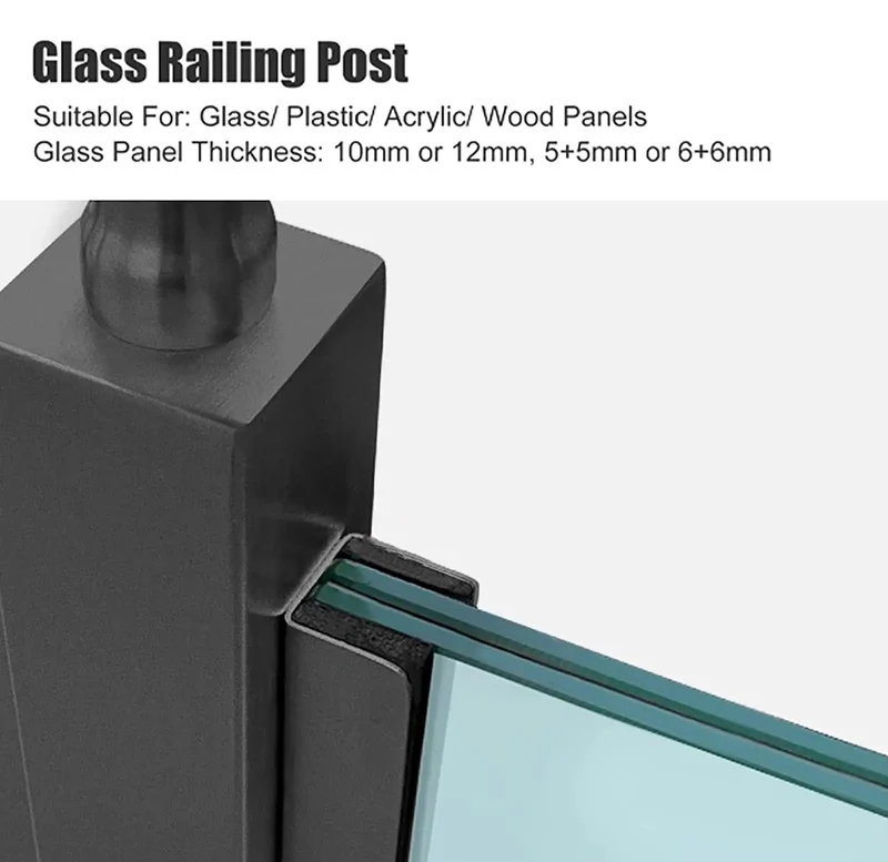 Sleek Matte Black Stainless Steel Glass Railing Post 59 Inch U Channel Balustrade Spigot Built Damn Tough For Decks And Stairs Rock Solid Rust Proof Finish
