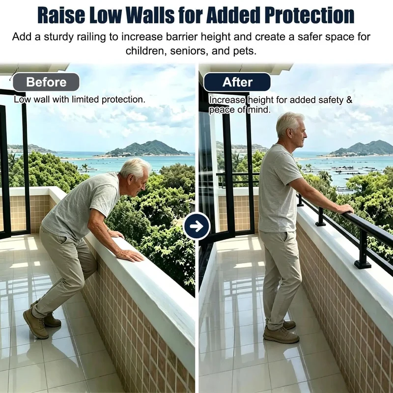 Boost Your Deck Safety Levels With This Heavy Duty Patio Railing Extension Designed For Raising Low Walls Providing A Rock Solid Double Rail Guardrail For Carefree Outdoor Relaxation