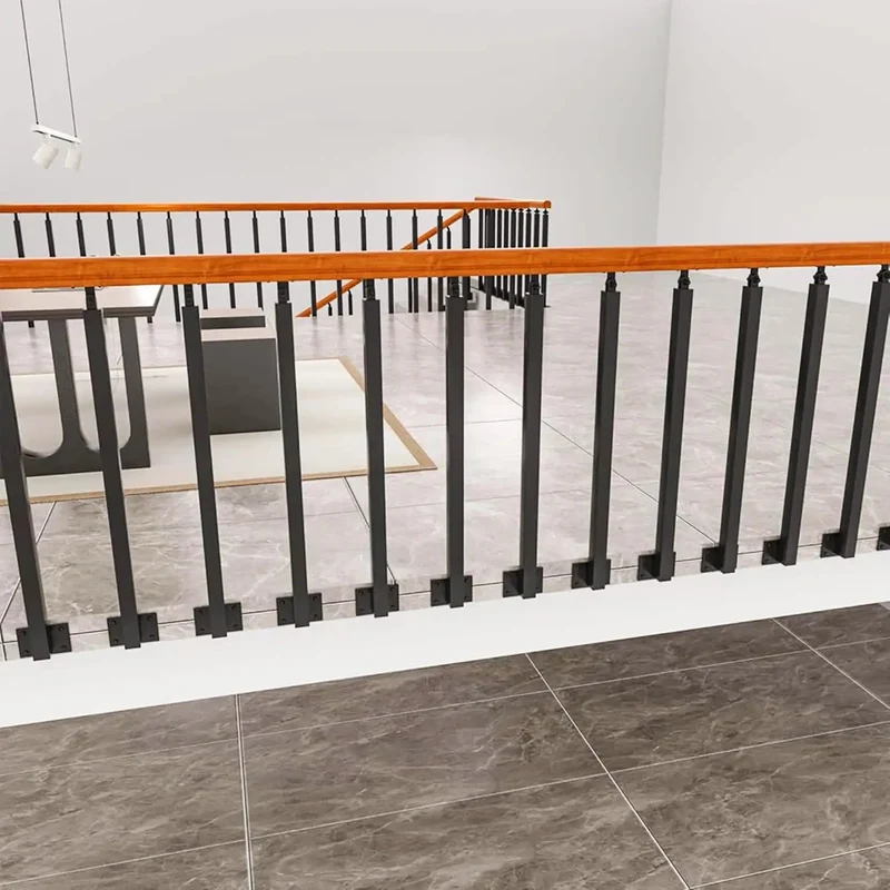 Rock Solid Heavy Duty Wrought Iron Side Mount Deck Spindle Railing Post 85Cm Black Rust Proof 6 Pack All Weather Outdoor Balcony Stair Guard Safety Rail Kit
