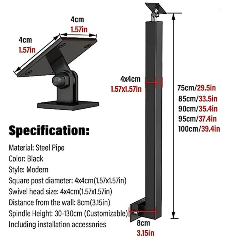 Top-Shelf Black Metal Railing Spindles With Adjustable Banister Columns For Deck Steps And Stairs Square Baluster Posts Offering 270 Degree Flexibility And A Heavy-Duty Build That Makes Installation A Breezy Task For Any Home Project.