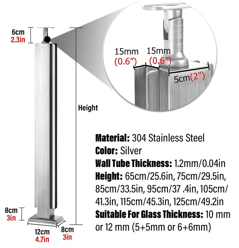 Hella Sturdy Gold Stainless Steel Deck Railing Posts For 10Mm To 12Mm Glass Panels Chef Kiss Finish Patio Guardrail Kit That Installs Smooth And Stays Super Solid Indoors Or Outdoors