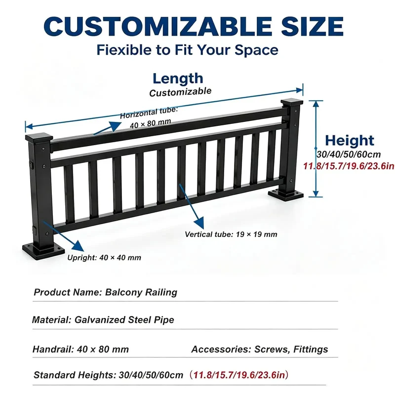 Heavy Duty Galvanized Steel Balcony Railing Extension Kit Rock Solid Fence Height Extender For Low Walls No Sweat Outdoor Setup Top Shelf Safety Guard