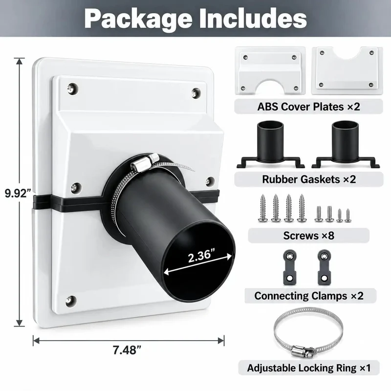 Knockout HVAC Wall Penetration Cover Kit That Slays Ugly AC Line Sets With Slick Split System Wall Sleeve Insulation Protector For Seamless Indoor Outdoor Air Conditioner Pipe Wrap And Ugly Foam Concealment In White