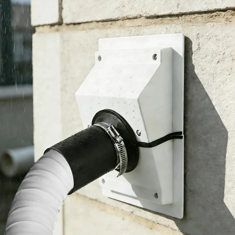 Slick White Wall Penetration Cover Kit For Ac Line Sets With Split Design To Hide Pipes Close Up Messy Drills Shut Down Drafts And Block Pests While Keeping Your Setup Airtight Looking Pro Grade And Super Neat For Any Duct Work Job