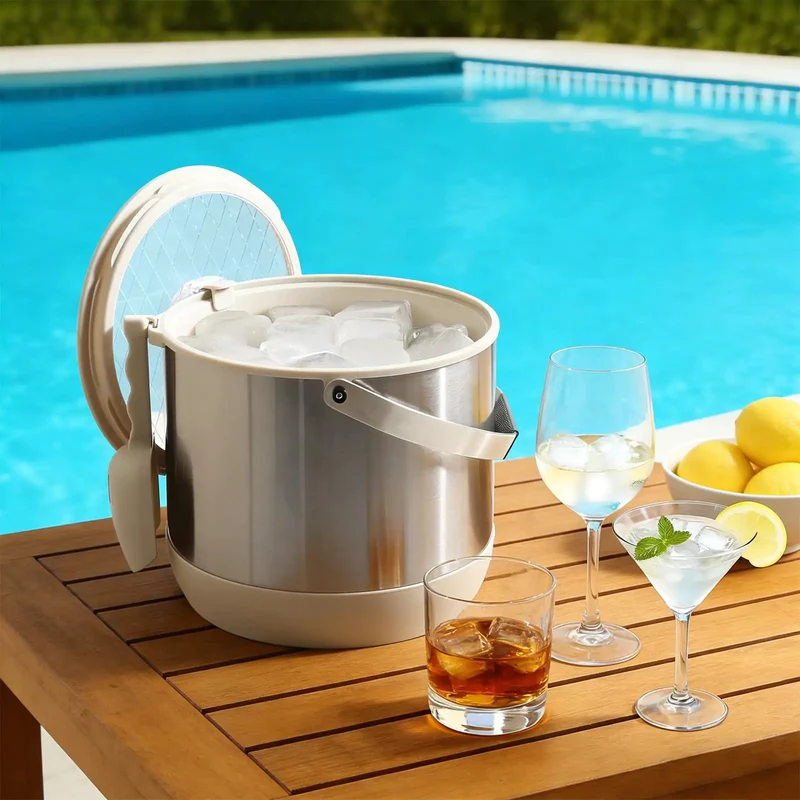 Keep It Frosty 4.8 Liter Insulated Ice Bucket With Snug Fit Lid And Drop Handle Scoop Top Tier Pick For Weekend Tailgates Poolside Lounges And Casual House Parties In Crisp White