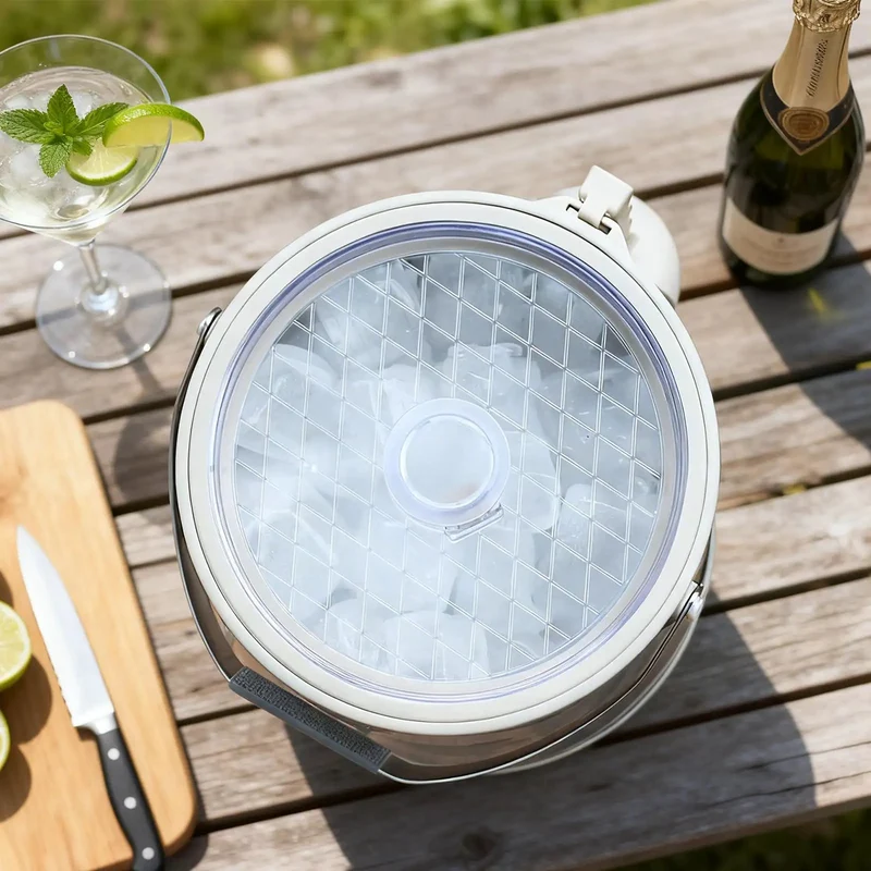 Keep It Frosty 4.8 Liter Insulated Ice Bucket With Snug Fit Lid And Drop Handle Scoop Top Tier Pick For Weekend Tailgates Poolside Lounges And Casual House Parties In Crisp White