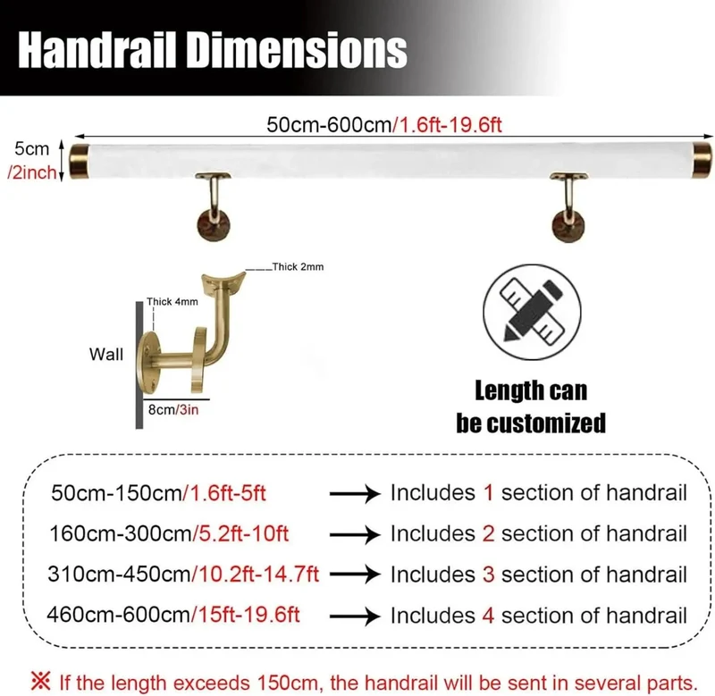 Rock Solid Clear Acrylic Stair Handrail With Gold Wall Brackets And Zero Slip Grip For Interior Steps Or Backyard Deck Foolproof Setup Heavy Duty Safety Rail