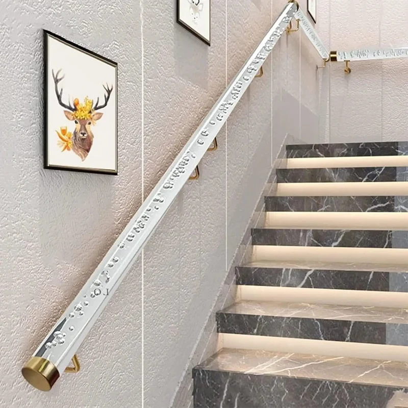 Slick Clear Acrylic Stair Handrails With Rock Solid Stainless Brackets And Non Slip Surface Ensures Stability Makes Great Grab Bars For Elderly And Smooth Aesthetic For Porches Or Hallways Available In Custom Sizes