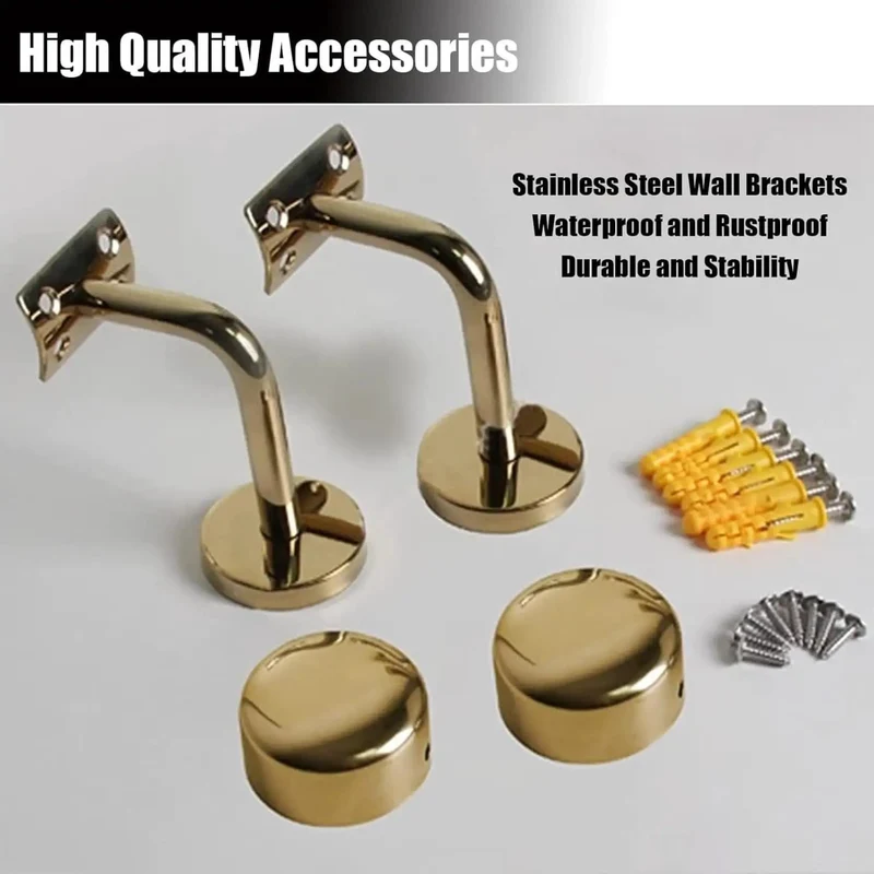 Clear Acrylic Wall Mount Handrail With Top Tier Non Slip Grip And Heavy Duty Gold Brackets For Interior Stairs And Outdoor Steps No Sweat Setup Rock Solid Banister Support