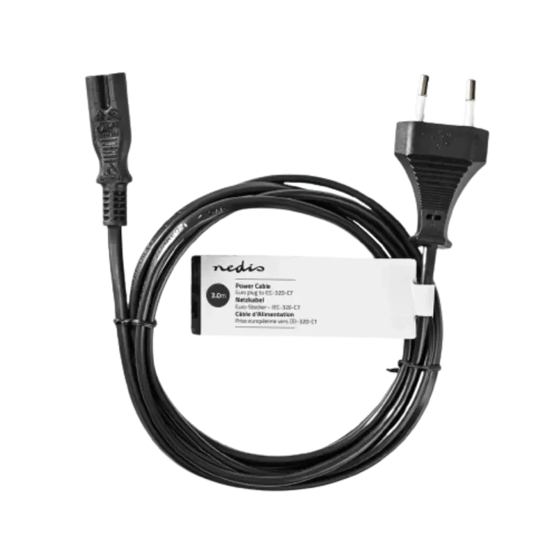 Câble secteur Nedis C7 3 m noir – Euro vers IEC C7